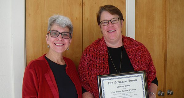 Christine Keddy presented  with License to Preach