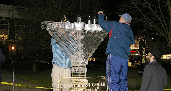 Needham to light  ice-carved Menorah