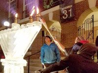 Chabad Center lights Town Common Menorah