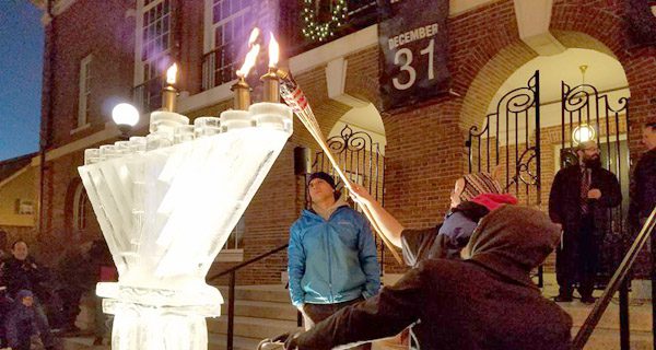 Chabad Center lights Town Common Menorah