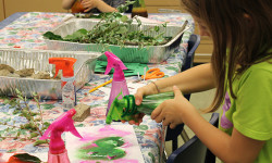 Needham Library guests make nature crafts