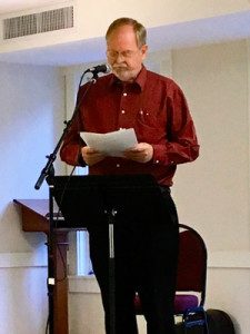 Don Gage shares his lengthy spoken word poem with a captivated audience. Photos by Mary Kate Nolan 