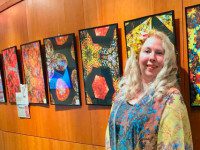 Kaleidoscopic foliage ‘leaves’ library patrons smiling