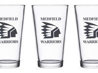 Boys varsity soccer selling pint glasses