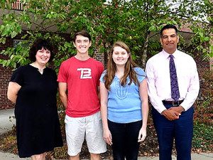 Pictured from left to right: Asst. Principal Heather Mandosa, Mark Bissell, Margaret Travis, Principal Robert Parga.