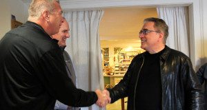 Friends of St. Patrick Directors Donnell Murphy and Clinton Oxley congratulate Peter Betro, who was selected as Person of the Year. Photos by Laura Drinan