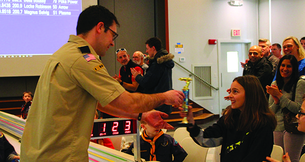 Dover Scouts race pinewood derby
