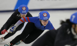 Speed skater Letai representing Team USA