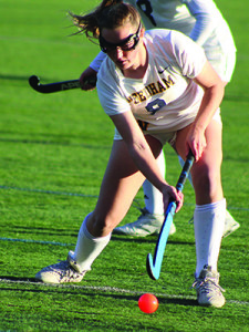 Senior forward Eileen Manning (9) corrals a pass and gets ready to fire a shot... 			
			</div>
				<a href=