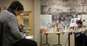 Attentive crowds enjoyed the librarian’s literary insight, along with cups of hot cider.