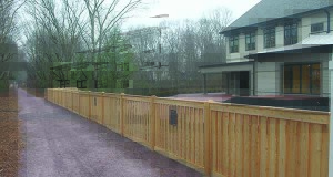 Outside of the building is a brick patio, walking path and bocce court.