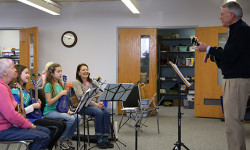 Scouts and seniors make music together
