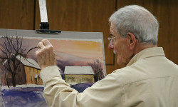 Robert Mesrop gives watercolor demonstration