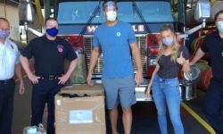 Gronk delivers masks to Walpole firefighters