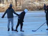 Cold brings pond hockey to Medfield