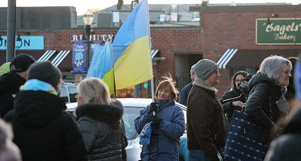 Ukraine vigil held outside town hall