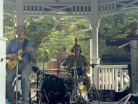 Back Pages visits Medfield gazebo 